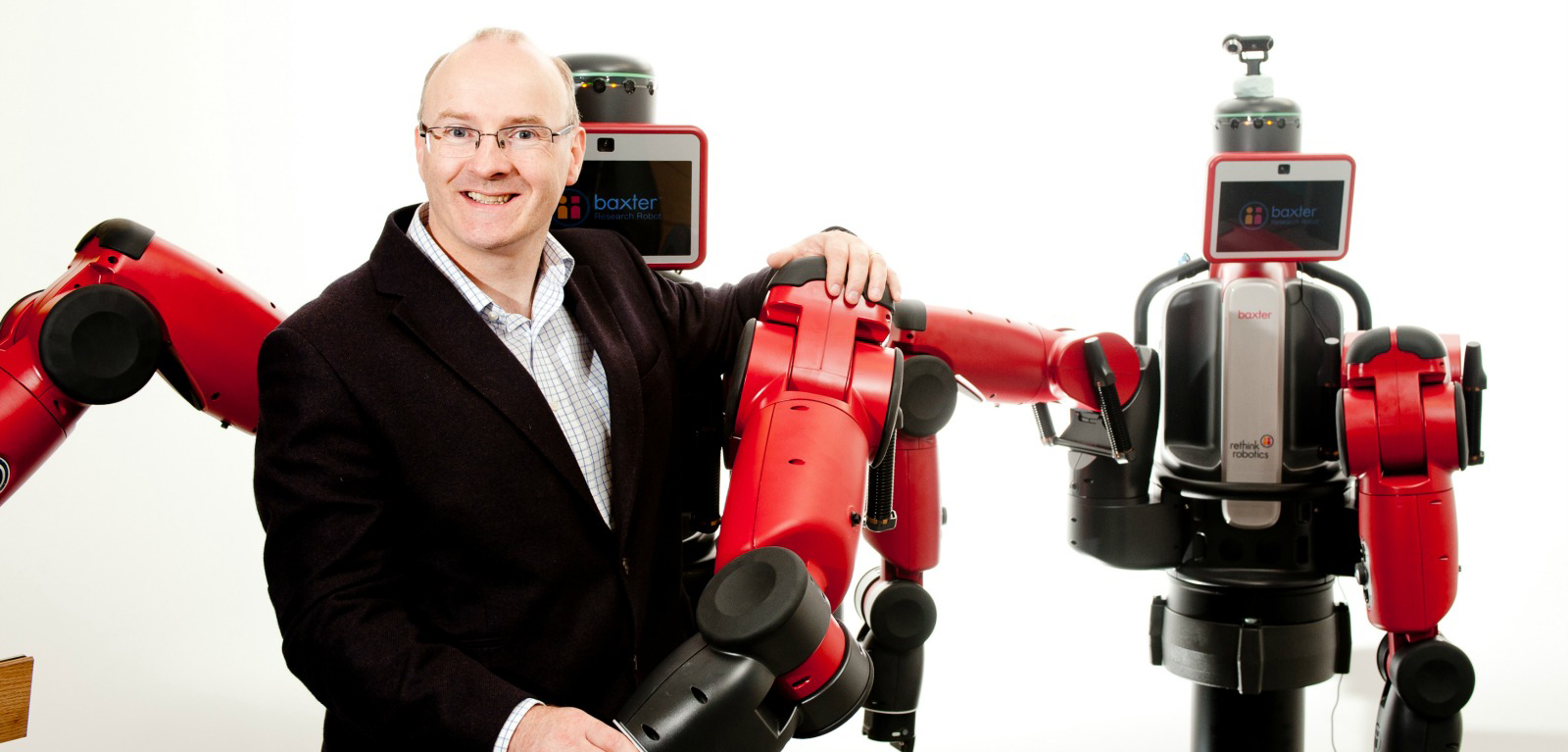 Prof. S.McL with two baxter robots