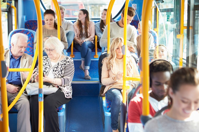 passengers seated on a bus