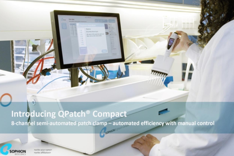 person using an advanced imaging machine in a lab - image copyright Sophion Bioscience.